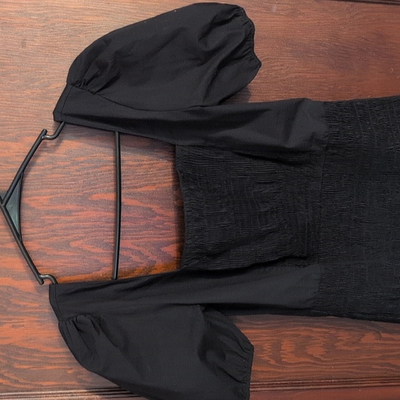Zara Smocked Little Black Dress Puffer Sleeves Mermaid Fit Size Small - Picture 5 of 8